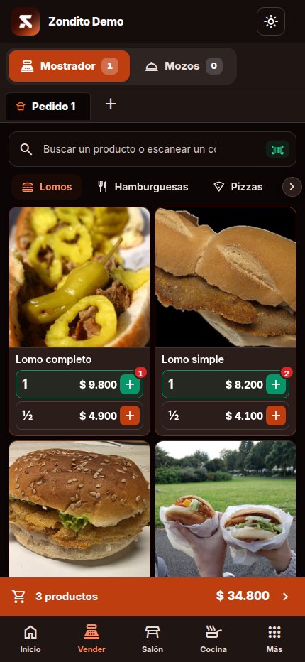 ZONDITO · el punto de venta desde el celular